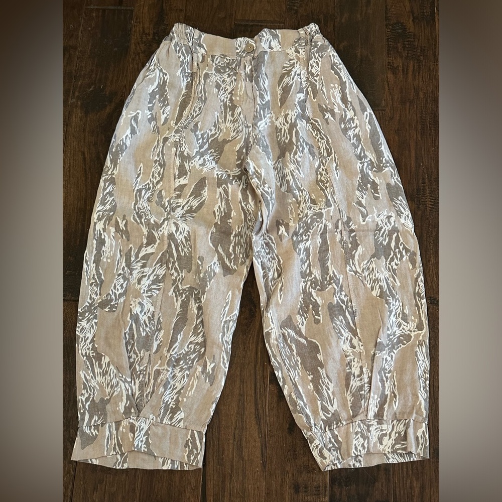 NWT Lands DownUnder Oversized Tan & Gray Linen Pants
